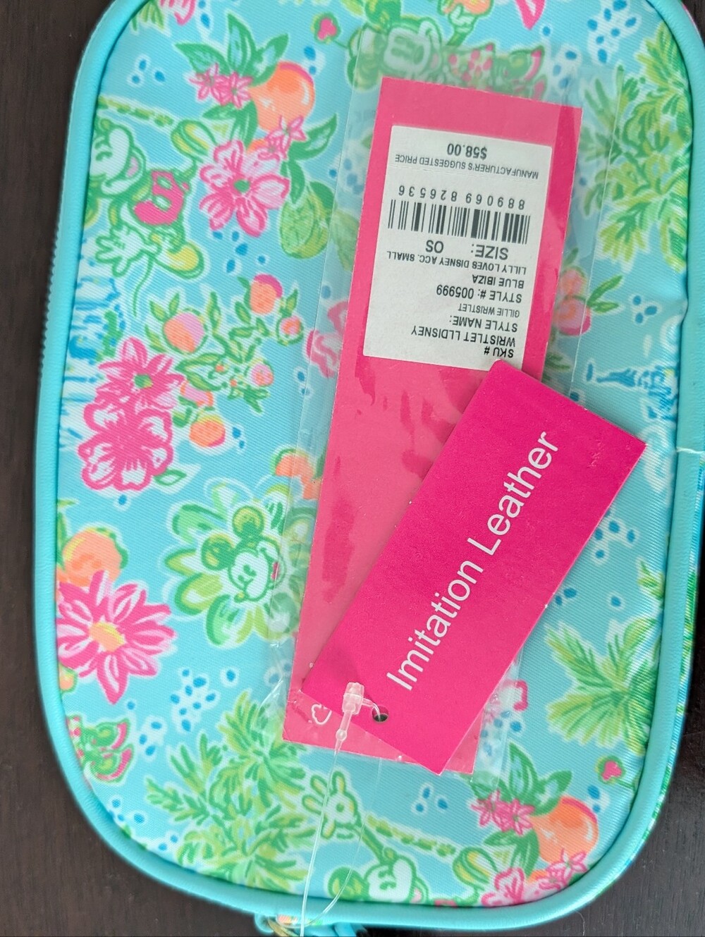 NWT Disney x Lilly Pulitzer Teal Floral Wristlet - Picture 6 of 6